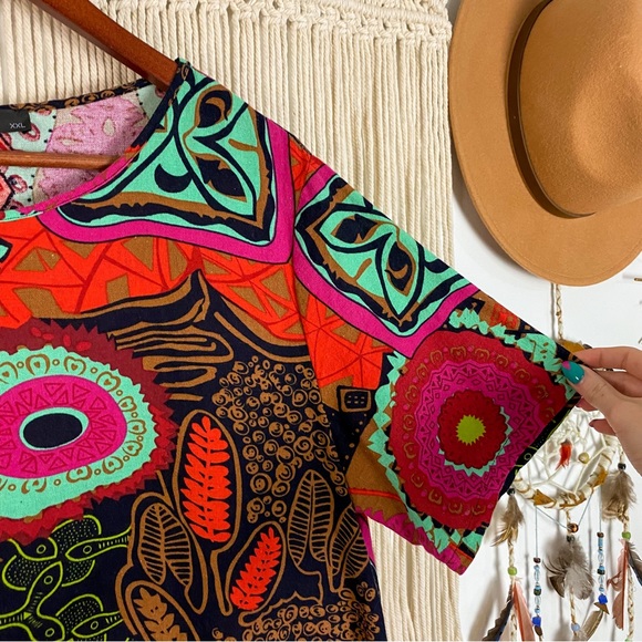 Zanzea Abstract Funky Print Short Sleeve Maxi Dress with Pockets Size XXL - Picture 4 of 12